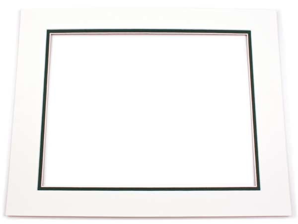 Passepartout Dubbeldik Ivoor/Donker Groen 45,7x61cm met 32,1x47,3cm Venster (10 stuks) [MD20093]