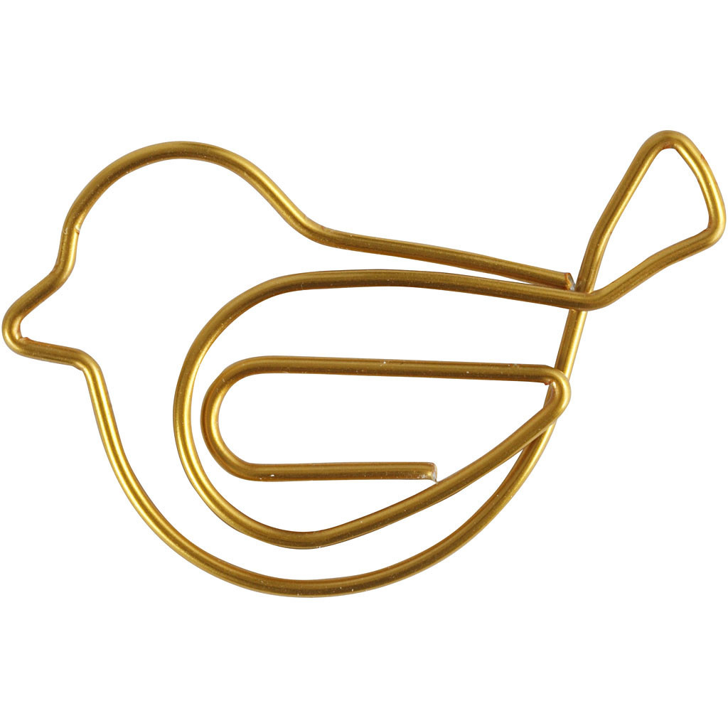 Clips, afm 32x40 mm, goud, vogel, 6stuks [HOB-14214]