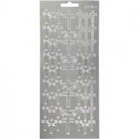 Stickers, vel 10x23 cm, zilver, kruis, 1vel [HOB-170013]