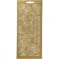 Stickers, vel 10x23 cm, goud, rozen, 1vel [HOB-170079]