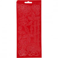 Stickers, vel 10x23 cm, rood, rozen, 1vel [HOB-170080]