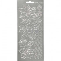 Stickers, vel 10x23 cm, zilver, kerstster, 1vel [HOB-170085]