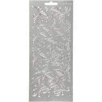 Stickers, vel 10x23 cm, zilver, bladeren, 1vel [HOB-170125]