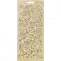 Stickers, vel 10x23 cm, goud, perlemor guld, vlinders, 1vel [HOB-170131]