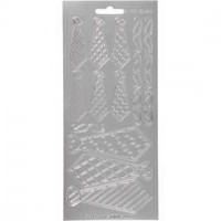 Stickers, vel 10x23 cm, zilver, strikken, 1vel [HOB-170148]