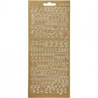 Stickers, vel 10x23 cm, goud, alfabet, 1vel [HOB-170226]