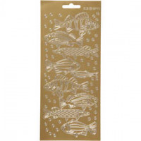 Stickers, vel 10x23 cm, goud, vissen, 1vel [HOB-170230]