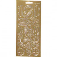 Stickers, vel 10x23 cm, goud, sport, 1vel [HOB-170232]