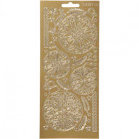 Stickers, vel 10x23 cm, goud, kerstballen, 1vel [HOB-170234]