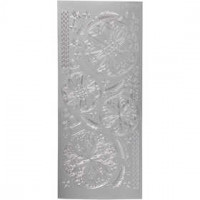 Stickers, vel 10x23 cm, zilver, kerstballen, 1vel [HOB-170235]