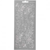 Stickers, vel 10x23 cm, zilver, bladeren, 1vel [HOB-170239]