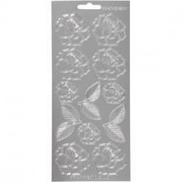 Stickers, vel 10x23 cm, zilver, rozen, 1vel [HOB-170245]