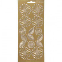 Stickers, vel 10x23 cm, goud, margrieten, 1vel [HOB-170246]
