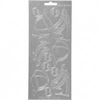 Stickers, vel 10x23 cm, zilver, sport, 1vel [HOB-170249]