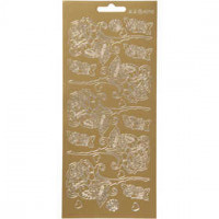 Stickers, vel 10x23 cm, goud, rozen, 1vel [HOB-170250]