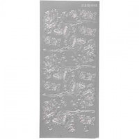 Stickers, vel 10x23 cm, zilver, rozen, 1vel [HOB-170251]