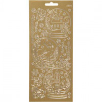 Stickers, vel 10x23 cm, goud, sneeuwbollen, 1vel [HOB-170256]