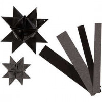 Papieren vlechtstroken, b: 15+25 mm, d: 6,5+11,5 cm, zwart, glitter en glanzend, 40stroken, l: 44+78 cm [HOB-20773]