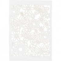 Lace Patterned cardboard, sheet 10.5x15 cm, 200 g, 10 pcs, white [HOB-216901]