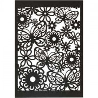 Lace Patterned cardboard, sheet 10.5x15 cm, 200 g, 10 pcs, black [HOB-216912]