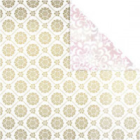 Design papier, vel 30,5x30,5 cm,  180 gr, wit, goud, tegels & aquarel, 3vellen [HOB-22526]