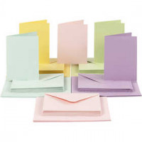 Kaarten en enveloppen, afmeting kaart 10,5x15 cm, afmeting envelop 11,5x16,5 cm, pastelkleuren, 50sets [HOB-23114]
