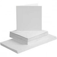 Kaarten en enveloppen, afmeting kaart 15x15 cm, afmeting envelop 16x16 cm, wit, 50sets [HOB-23115]