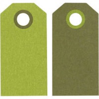 Cadeaulabels, lime green/donkergroen, afm 6x3 cm,  250 gr, 20stuks [HOB-234007]