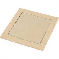 Onderzetter met glazen plaat, buitenmaat 15x15x0,5 cm, binnenmaat 11x11x0,55 cm, 6stuks [HOB-23607]