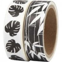 Masking Tape, b: 15 mm, , bladeren, 2x5m [HOB-24774]
