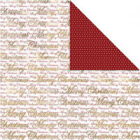 Design papier, vel 30,5x30,5 cm,  180 gr, goud, Merry Christmas en stippen, 3vellen [HOB-25339]