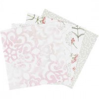 Origamipapier, afm 10x10 cm,  80 gr, groen, grijs, wit, lichtrood, 40vellen [HOB-25372]