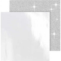 Design Papier, vel 30,5x30,5 cm,  120+128 gr, zilver, 2vellen,  [HOB-26331]