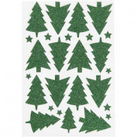 Glitterstickers, vel 12x18,5 cm, groen, kerstboom, 1vel [HOB-27002]