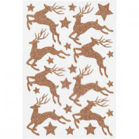 Glitterstickers, vel 12x18,5 cm, koper, hert, 1vel [HOB-27003]
