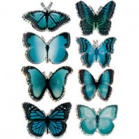 3D stickers, afm 20-35 mm, blauw, vlinders, 8stuks [HOB-27008]