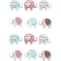 3D stickers, h: 25 mm, b: 31 mm, olifanten, 12stuks, dikte 7 mm [HOB-27096]