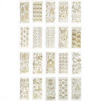 Stickervellen, vel 10x23 cm, goud, Kerst, 20div vellen [HOB-28030]
