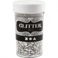 Glitter, afm 1-3 mm, zilver, 30gr [HOB-28431]