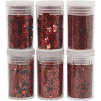 Metallic Glitter, rood, 6x5gr [HOB-28463]