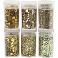 Metallic Glitter, goud, 6x5gr [HOB-28469]