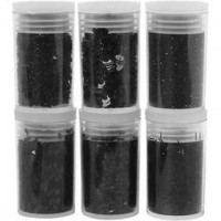 Glitter en pailletten, zwart, 6x5gr [HOB-28587]