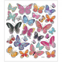 Stickers, vel 15x16,5 cm,  27 stuk, vlinders, 1vel [HOB-29090]