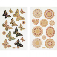 Stickers, vel 10x16 cm, vlinders, 4vellen [HOB-29101]