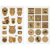 Stickers, vel 10x16 cm, uilen en nostalgie, 4vellen [HOB-29104]
