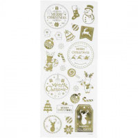 Stickers, vel 10x24 cm, circa 26 stuk, goud, Kerst, 1vel [HOB-29149]