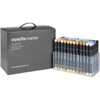 Stylefile marker, lijndikte: 1+2+7 mm, l: 15,3 cm, diverse kleuren, 72stuks [HOB-300044]