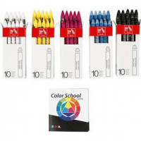 Neocolor II, dikte 8 mm, l: 10 cm, primaire kleuren, Inclusief Color School instructies, 5x10stuks [HOB-34049]