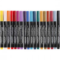 Textielstiften, lijndikte: 2-3 mm, diverse kleuren, 18stuks [HOB-34814]
