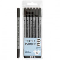 Textielstiften, lijndikte: 2,3+3,6 mm, zwart, 6stuks [HOB-34820]